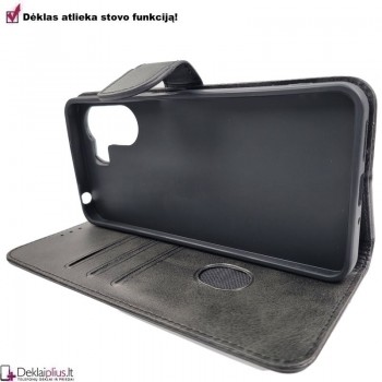 Dirbtinos odos dėklas su 4 skyreliais - juodas (Xiaomi Redmi 13C/Poco C65)